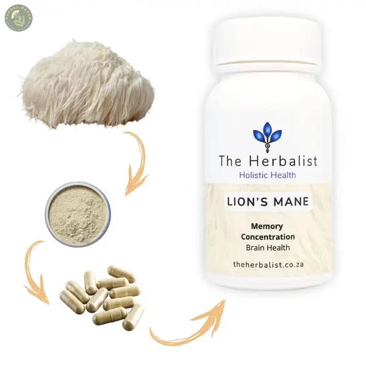 Lion's Mane supplements from Herbal Haven for herbal brain health support and improved concentration
