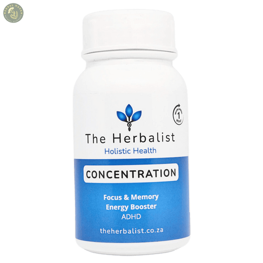 Herbal Haven Natural Focus Boosters in a bottle, enhancing concentration, memory, and energy levels